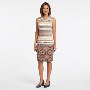 Cremieux Womens Tribal Aztec Print Sleeveless Sheath Dress Geometric‎ Midi 4